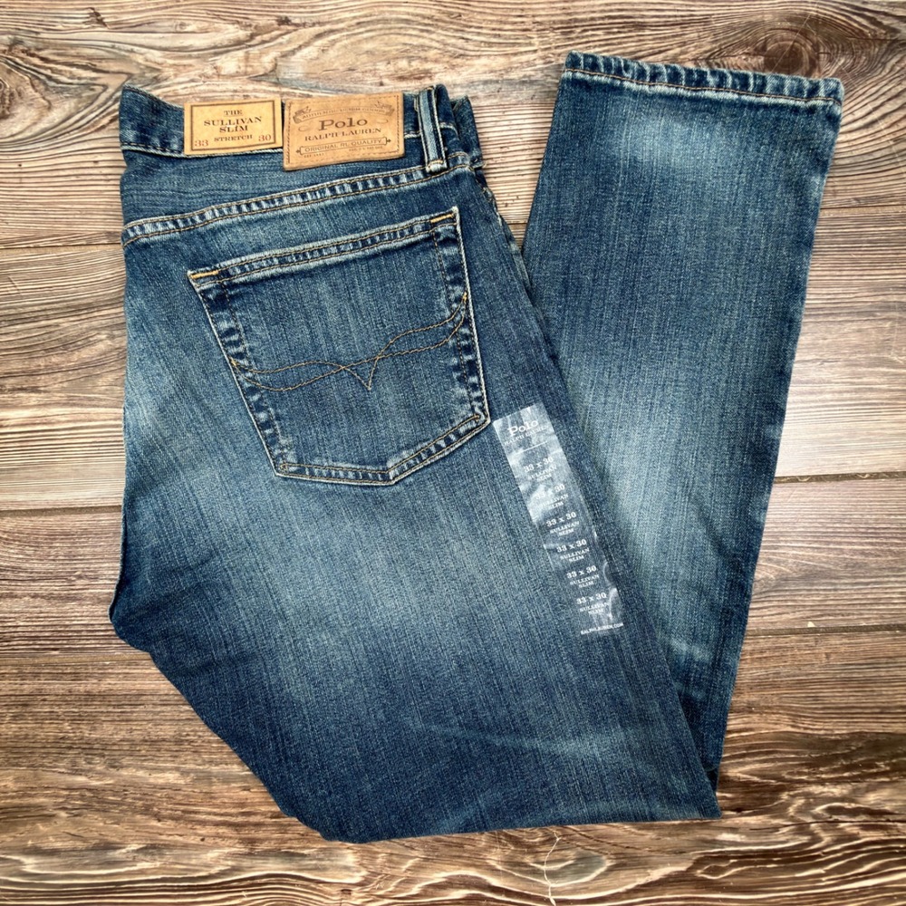 Polo Ralph Lauren Mens Size 33x30 Sullivan Slim Jeans Blue Stretch Denim NWT NEW